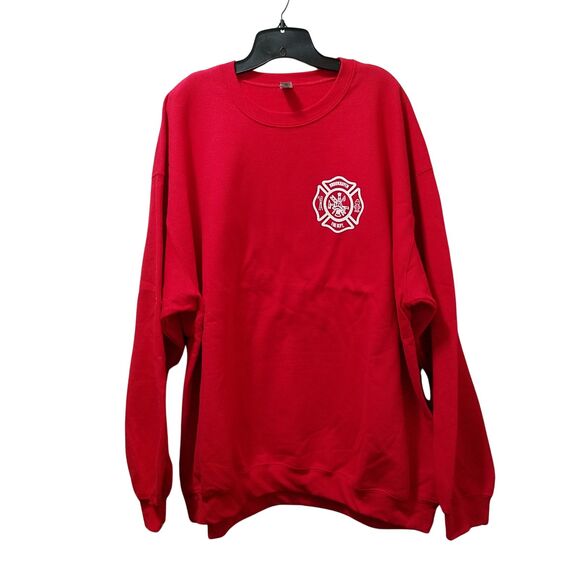 Brookhaven Fire Department Crewneck Sweatshirt Men’s 4XL Red Gildan Heavy Blend - Picture 1 of 6